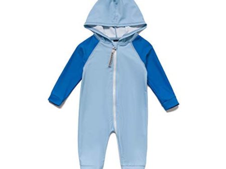 Traje de baño con Capucha para niño UPF50+ protección Solar L S de una Pieza con Cremallera Completa (Azul, 4T) 3-4 años Reacondicionado Online