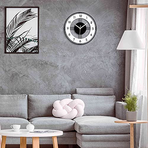 Reloj de Pared Moderno 30cm de Cuarzo Redondo Silencioso No-ticking Grandes Decorativos Interior Reloj Funciona con Pilas para Sala de Estar, Dormitorio, Aula, Cocina Reacondicionado Online now